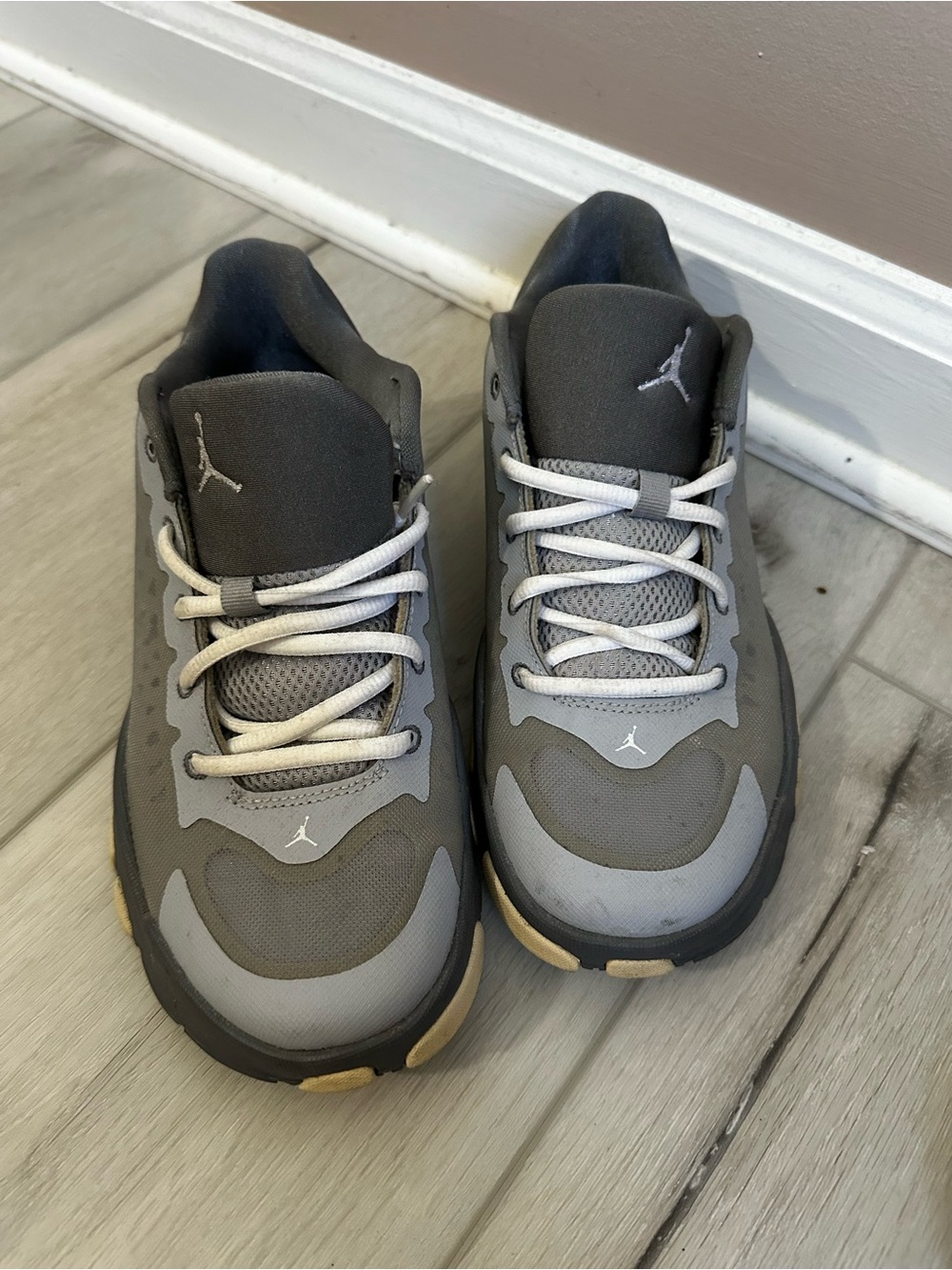 Jordan Kids Gray and White Low-Top Sneakers